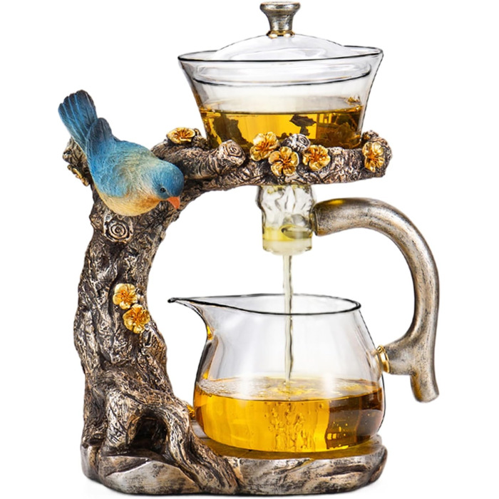 Чайний набір Магічна чайничка, напівавтоматичний, з високоякісного боросилікатного скла, магнітна чайничка з ситечком для чаю, набір для чаювання в стилі Кунг-Фу для дому, офісу, подорожей
