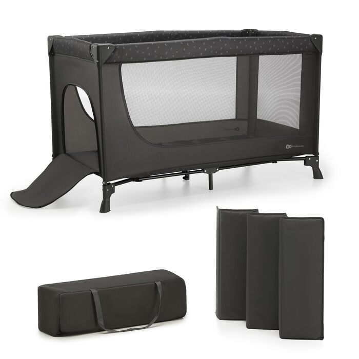 Дорожнє ліжечко Kinderkraft Joy Light, дитячі ліжечка, практичне, сучасний дизайн, невеликі розміри у складеному вигляді, сумка, сірий колір Joy light Light Grey