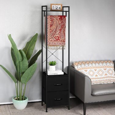 Чорна вішалка для одягу, міцна вішалка для одягу, окремостояча гардеробна стійка з шухлядою, мінімалістична вузька вішалка для одягу для дому, спальні, вітальні