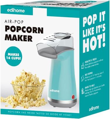 Машина для приготування попкорну, Машини для приготування попкорну, Електрична машина для приготування попкорну, 1200 Вт, включаючи дозуючу ложку, Попкорн готовий за 2 хвилини, Домашній кінотеатр, Серія (синій)