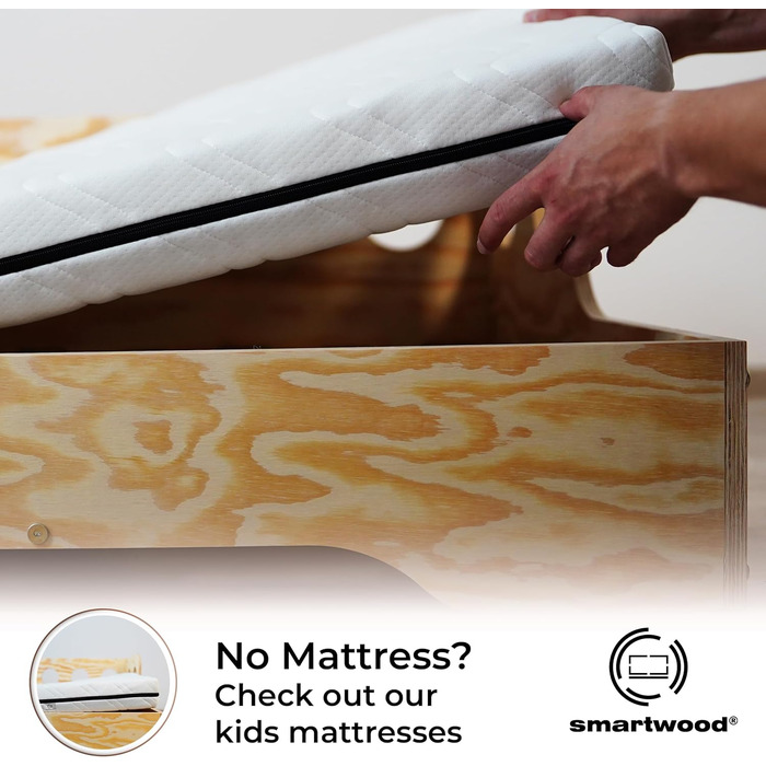 Дитяче ліжко SMARTWOOD з рейковою рамою та захистом від випадіння Puzzle BR2 Montessori односпальне для хлопчиків та дівчаток - Лі