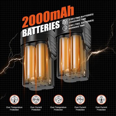 Бездротові садові ножиці, електричні садові ножиці, портативні садові ножиці на акумуляторах з 2 упаковками акумуляторних батарей ємністю 2 Аг - 16,8 В 25 мм (0,98 дюйма)