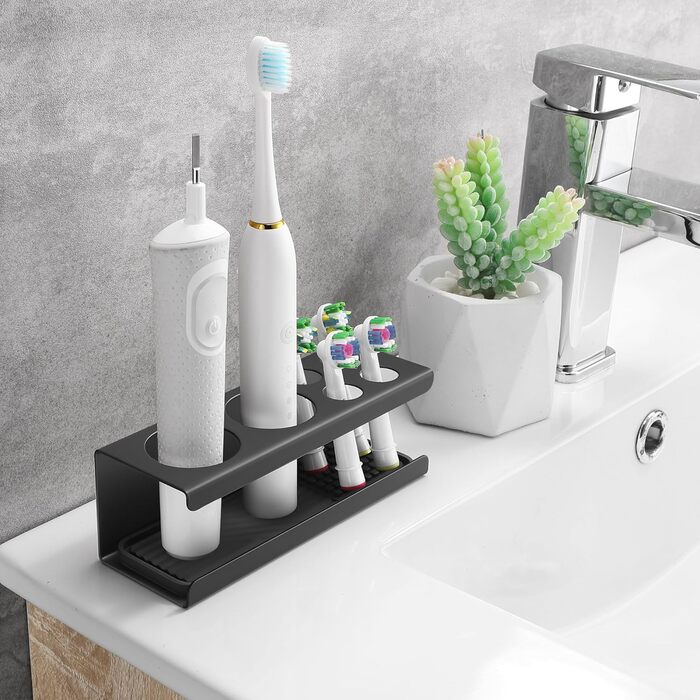 Тримач для зубної щітки OETAMS Тримач для електричної зубної щітки, тримач для зубної щітки з нержавіючої сталі Настінний самоклеючий тримач для зубної щітки Чорний тримач головки щітки без свердління