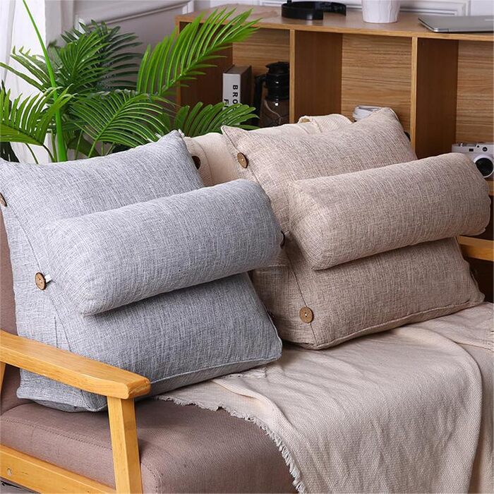 Знімна подушка для читання, подушка для спинки ліжка, крісла, дивана, підлоги, міцна, еластична, розслаблююча подушка, зручна, яку можна прати, клиноподібна подушка, 60 x 20 x 50 см, кавового кольору