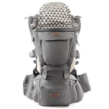 Ергономічна люлька SUNVENO, люлька зі знімним капюшоном, дитяче сидіння на стегнах із ганчіркою для слиновиділення, люлька 3 в 1 д