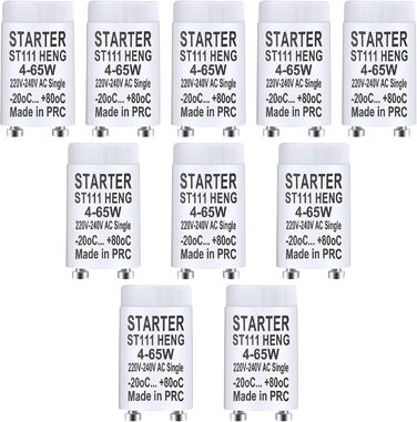 Стартер люмінесцентна лампа ST111 4-65W 220-240V люмінесцентна лампа стартер стартер довгий термін служби для люмінесцентних ламп люмінесцентне світло індивідуальне перемикання люмінесцентних ламп, 10 шт.