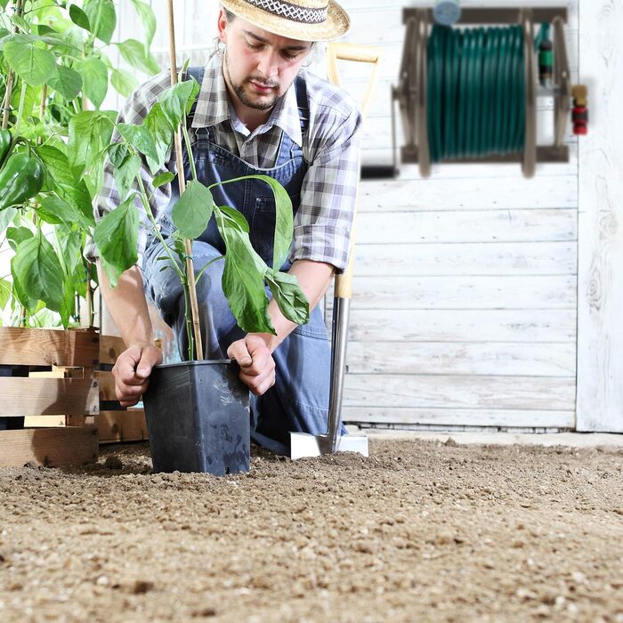 Моток для шланга, сталевий, для 60 м шланга, з 2 швидкозємними зєднаннями, настінний тримач для шланга (ШВТ 36 x 55 x 50 см), коричневий