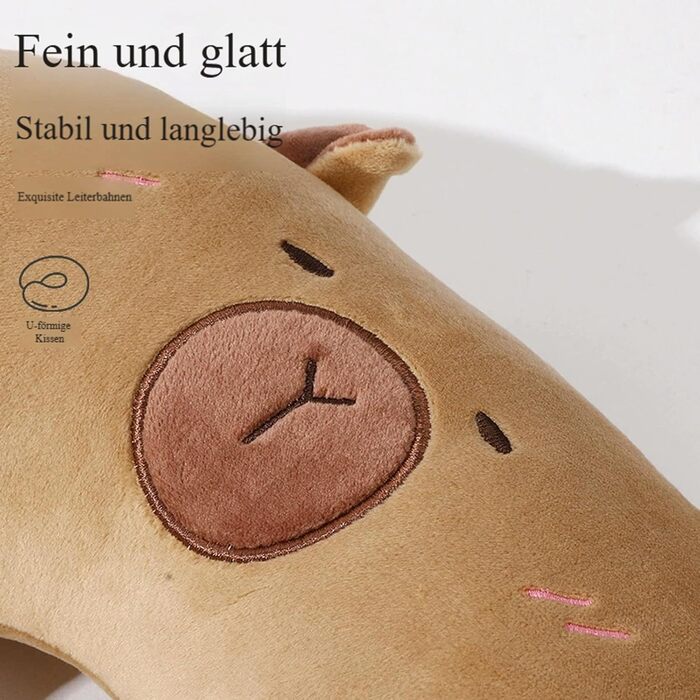 Подушка для шиї у формі капібари, дитяча дорожня подушка з плюшевою іграшкою капібари, 2-в-1 трансформована подушка для шиї у формі капібари U-подібної форми та м&39яка іграшка, для автомобіля, поїзда, офісу, літака (плюшева іграшка 2-в-1 U)