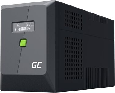 ДБЖ Greencell 2000VA 1200W PowerProof з РК-дисплеєм модифікована синусоїда, захист живлення пристроїв, захист від перенапруги, аварійне джерело живлення для побутової техніки, USB/RJ45, 4 шт. Schuko IEC