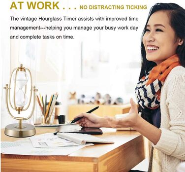 Пісочний годинник SuLiao для посуду, поворотний на 720, старовинний білий пісочний годинник, вінтажний пісочний годинник 1 Hora Reloj de Arena, великий метал, пісочний годинник, офіс, письмовий стіл, дім, весільне оформлення (білий, 60 хвилин)