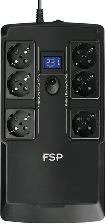 ДБЖ FSP PPF4801702 Fortron Nano Fit 800 800 ВА/480 Вт, 220-240 В/50-60 Гц, автономний, 12 В, 5 Агод, 6xSCHUKO, 2xUSB, 2xRJ45 Чорний