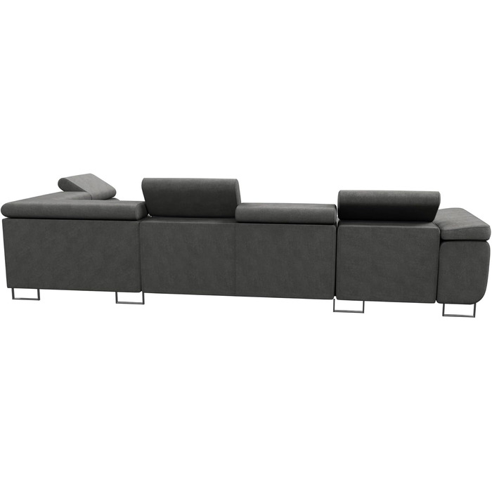 Вітальня Sofnet Caris U з функцією сну та регульованими підголівниками, кутовий диван з двома відділеннями для зберігання речей, кушетка, диван, розкладний диван (Чорний (Kronos 07), Кутовий диван лівий) Чорний (Kronos 07) Кутовий диван лівий