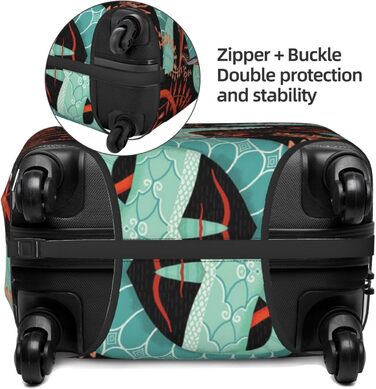 Чохол для валізи Змія та квіти - еластичний захист від подряпин та пилу, чорний, розмір 80