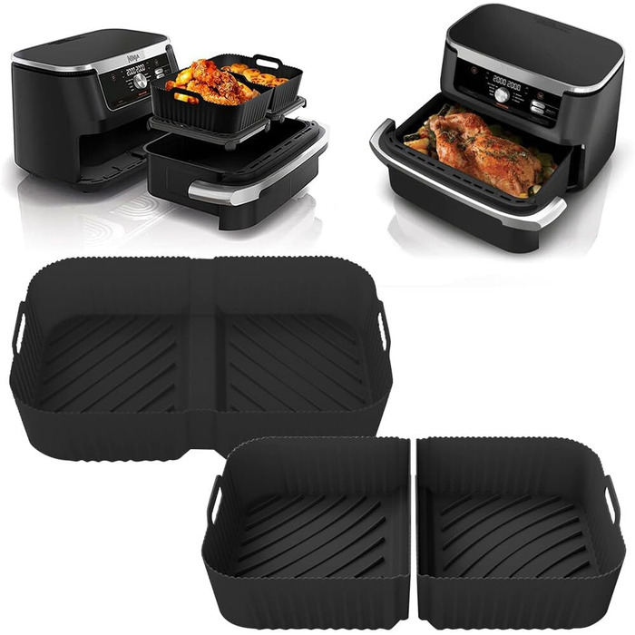 Аксесуари для фритюрниці NAVESO для шухляди Ninja Foodi Flexdrawer 10.4 л AF500DE, 3 шт. и аксесуарів для силіконової форми для фритюрниці, аксесуари для фритюрниці для двозонної аерофритюрниці, аксесуари для фритюрниці