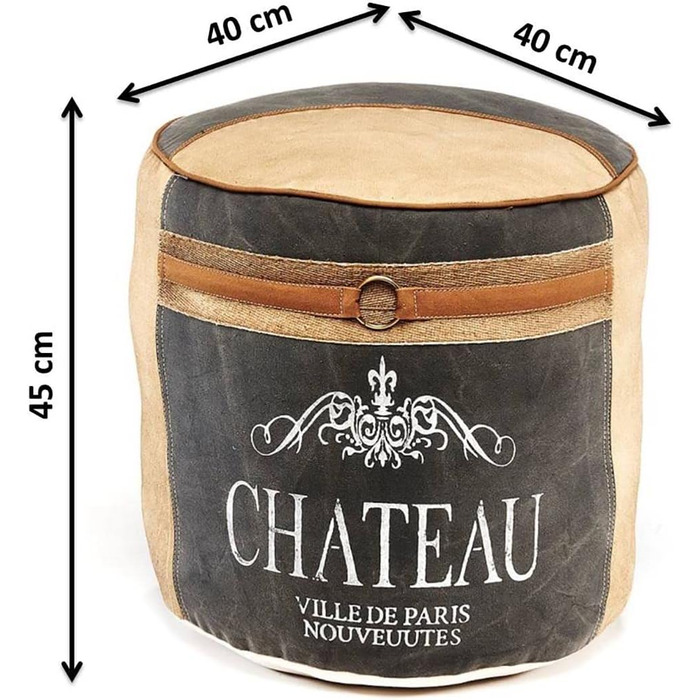 Круглий пуф/табурет Kobolo - Chateau - з полотна - з аплікаціями