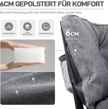 Складаний кемпінговий стілець EVER ADVANCED, ширина 124 см, кемпінговий диван для 2 осіб, розкладний диван, вантажопідйомність 320 кг, товсто м&39який кемпінговий диван, розкладний стілець XXL, 2-місний, висока спинка для саду на свіжому повітрі, балкону,