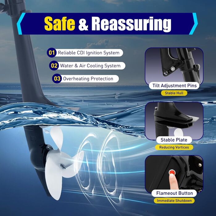 Тактний підвісний човновий мотор 3,6/6 к.с., підвісний човновий мотор, судновий двигун, бензиновий двигун для бензинового надувного човна, рибальського човна (2-тактний бензиновий підвісний мотор 3,6 к.с.), 2/4-