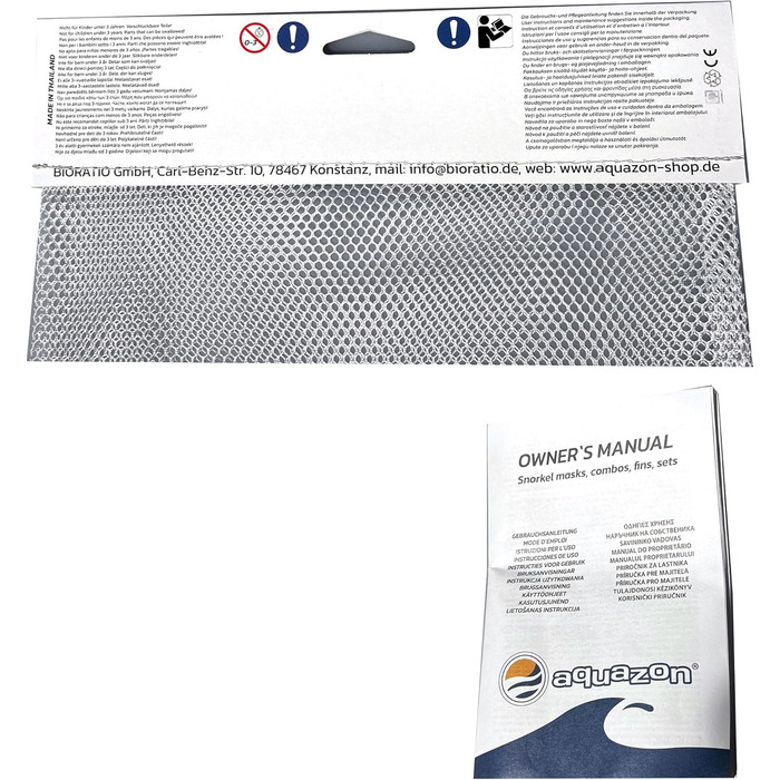 Набір для сноркелінгу AQUAZON Miami, набір для плавання, набір для дайвінгу, маска для дайвінгу з загартованими лінзами проти запотівання, силікон, напівсухий сноркель, регульовані ласти для дітей, темно-синій, розмір 27/31