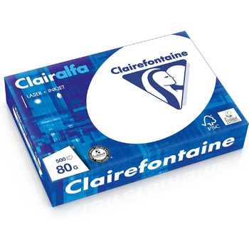 Папір для принтера Clairefontaine 1979FFPC Clairalfa Opaque (5 x 500 аркушів, A4, 21 x 29,7 см, 80 г, ідеально підходить для повсякденних копій і відбитків, упаковка з 5 шт. ) білий 80 г 5 x 500 аркушів