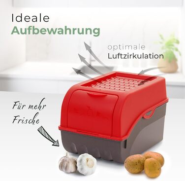 Ящик для зберігання картоплі Novaliv 2 середні 5 л ЧЕРВОНИЙ Ящик для картоплі Штабелюваний ящик для овочів, ящик для цибулі, кошик для картоплі, контейнер для фруктів, ящик для картоплі, контейнер для зберігання цибулі, контейнер для зберігання продуктів,