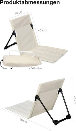 Пляжний набір Menz, 2 шт. пляжний килимок зі спинкою, портативний підлоговий стілець, легкий складний пляжний шезлонг, складний пляжний килимок із сумкою, для кемпінгу та пікніків, бежевий