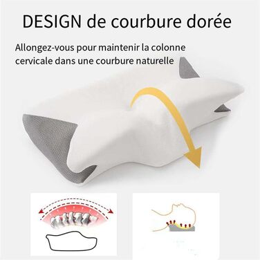 Подушка Curosleep - ергономічна підтримка для шиї, ортопедична подушка для підтримки шиї Dreamsleepz, подушка для контурного розгладження, комфортна подушка для підтримки шийного відділу хребта з піною з ефектом пам&39яті для покращення сну (чорна)