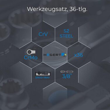 Набір торцевих ключів 1/2. Храповий механізм HT1R470-60 шт.