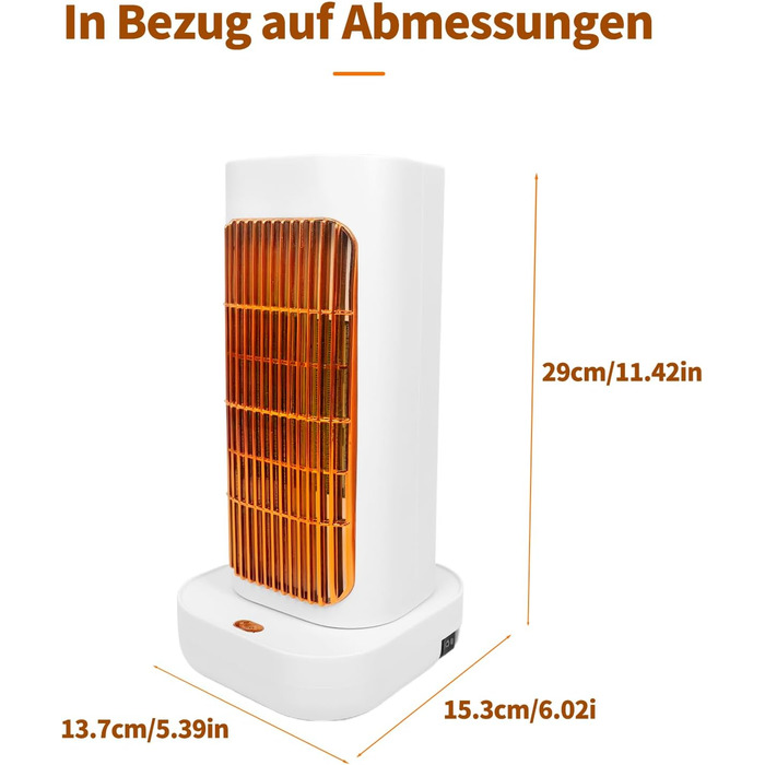 Керамічний вентилятор-обігрівач PTC, швидкий нагрів за 1 секунду, 1200 Вт/1000 Вт, коливання 90 із захистом від перегріву та перекидання, компактний та тихий для спальні та офісу
