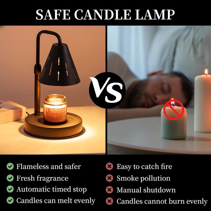 Лампа для підігріву свічок Romadedi Candle Warmer з таймером на 2/4/8 годин, ароматичною лампою з регулюванням яскравості, електричною для ароматичних свічок, лампою для нагріву свічок для прикраси, вітальні, спальні, різдвяних подарунків