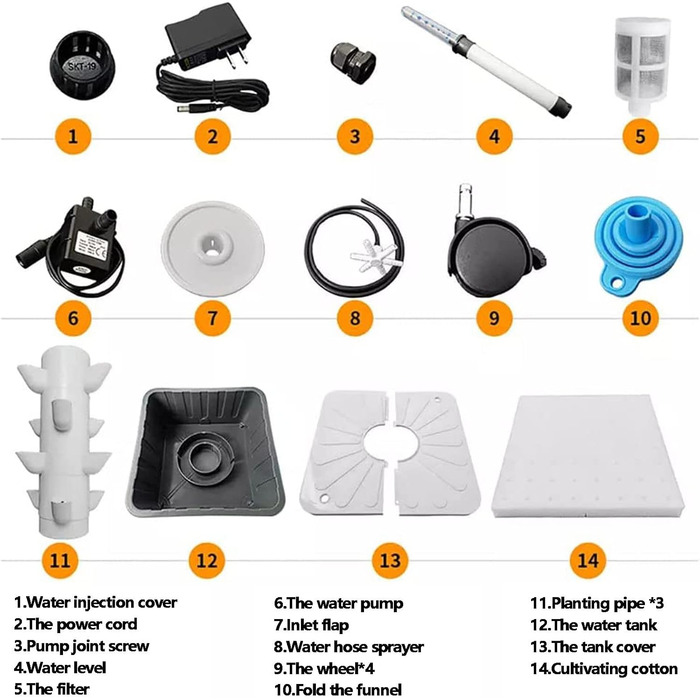 Гідропонна система CAZARU, 45 отворів, 15-ярусний набір для гідропонного вирощування, система безґрунтового вирощування, аеропонна вежа з гідратаційним насосом, таймером, адаптером, грядкою для посіву та сітками