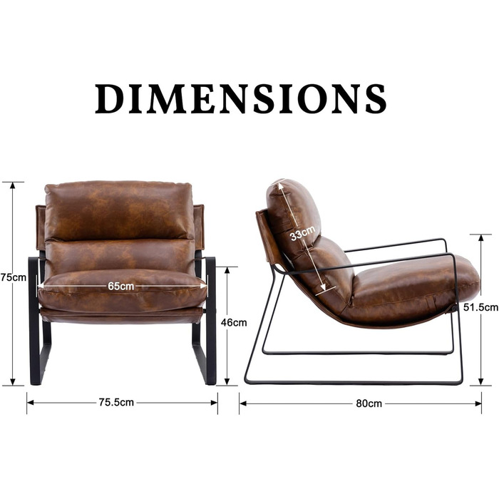 Крісло Chairus з м&39яким покриттям для вітальні, виготовлене зі штучної шкіри, сучасне крісло-гойдалку для спальні з підлокітниками (коричневе)
