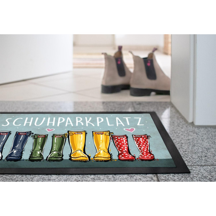 Килимок MoonWorks для паркування взуття, кумедні гумові чоботи, вітальний стіл для всієї родини, нековзний та миється, чорний, 60x40 см, паркування взуття, чорний