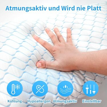 Подушка, подушка з піни з ефектом пам&39яті, охолоджувальна подушка, подушка для плоскої шиї, ортопедична подушка для сну на боці (синя хвиля, 40x60 см) Синя хвиля 40x60 см