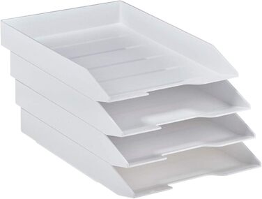 Лоток для листів Acrimet, що штабелюється, формату A4, одинарний пластиковий лоток для документів із фронтальним завантаженням для офісу (білий) ()