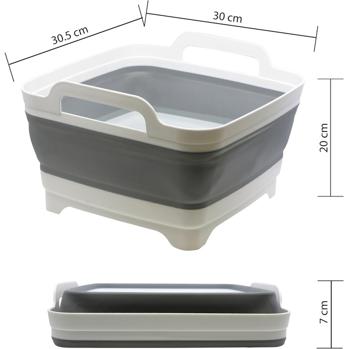 Висувна миска Cao 9 літрів для дорослих унісекс сіро-біла 30,5 x 30 см - В 20 см (розкрита) - В 7 см (складена)