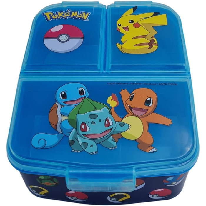Ланчбокс Pokemon, контейнер для сніданків та перекусів, прямокутний, три відділення, 6x16x19 см
