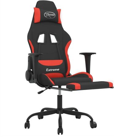 Геймерське крісло з підставкою для ніг, чорно-червоне тканинне крісло, модель 3143731