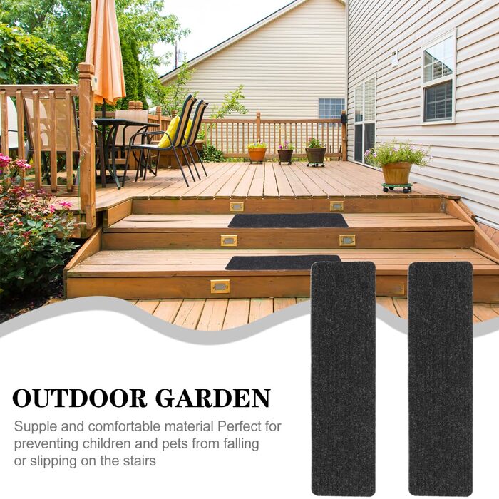 Комплект килимків для сходів із 2 предметів, протиковзкі килимки для сходів, самоклеючі, прямокутний килим для сходів, нековзний килимок для дітей та домашніх тварин (75x20 см)