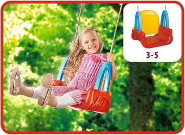 Гойдалка 3 в 1, мотузка попередньо змонтована, висота гойдалки приблизно 120 см, ширина сидіння 28 см, жовтий/синій/червоний/зелен