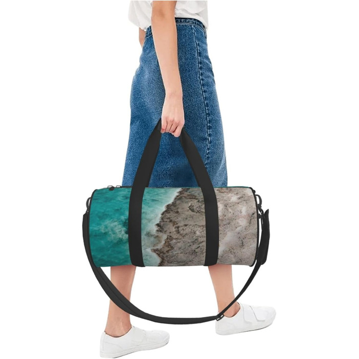 Спортивна сумка, дорожня сумка, стильний принт для пляжу, сумка на нічліг, чорна, універсальний розмір, сумка для подорожей