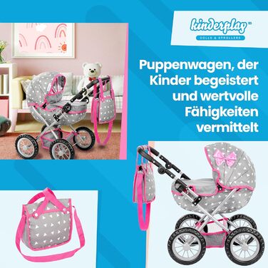 Коляска для ляльок Kinderplay від 2 років, коляска для ляльок від 2 років - Легка та стійка конструкція, коляска для ляльок від 1