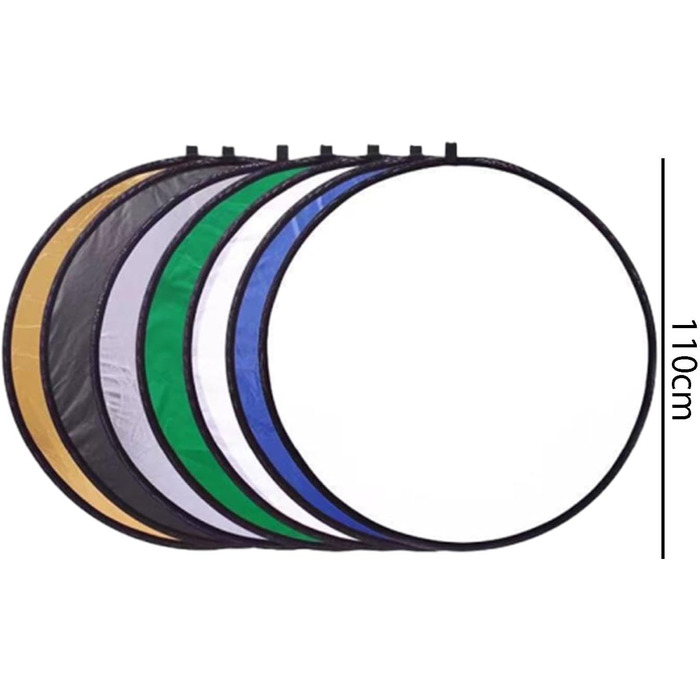 Складні світловідбивачі AsrMyjcx 7 шт. портативні, компактні з сумкою для зберігання, професійні фотовідбивачі складні для студії, 110 см