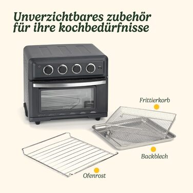 Міні-піч для фритюрниці Cuisinart 7 в 1 смаження у фритюрі, смаження, запікання, гриль, тости, підсмажування та підтримання тепла 2 режими нагрівання, велика ємність 17 л На 30 швидше Енергоефективний темно-сірий