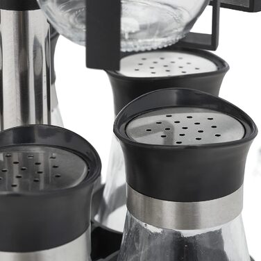 Карусель для спецій Relaxdays, 12 банок для спецій, обертається на 360, нержавіюча сталь, скло, ВxГ 31 x 18 см, підставка для спецій, сріблясто-чорна