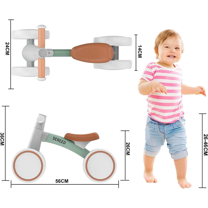 СЕРЕДНІЙ дитячий велосипед-балансир від 1 року, іграшка-балансир для дитини 12-36 місяців, перший велосипед без педалей з 4 колеса