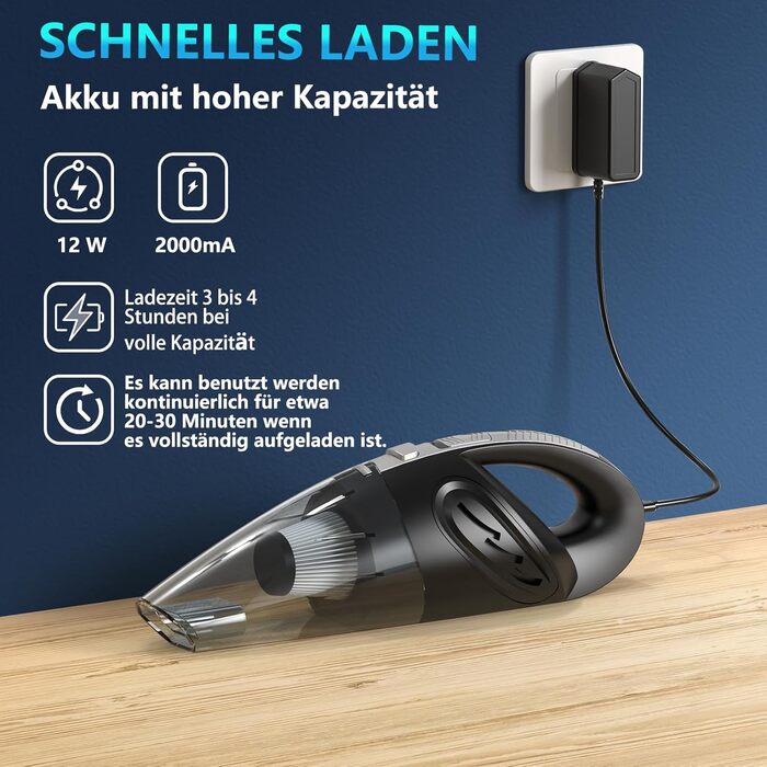 Акумуляторний ручний пилосос, автомобільний пилосос 120 Вт Акумуляторний, міні-пилосос Портативний акумуляторний ручний пилосос Ак