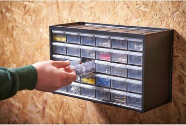 Ящик для зберігання дрібних деталей STANLEY (36,5x15,5x22,5 см, з 30 шухлядами, небиткий пластиковий каркас, прозорі шухляди, підх