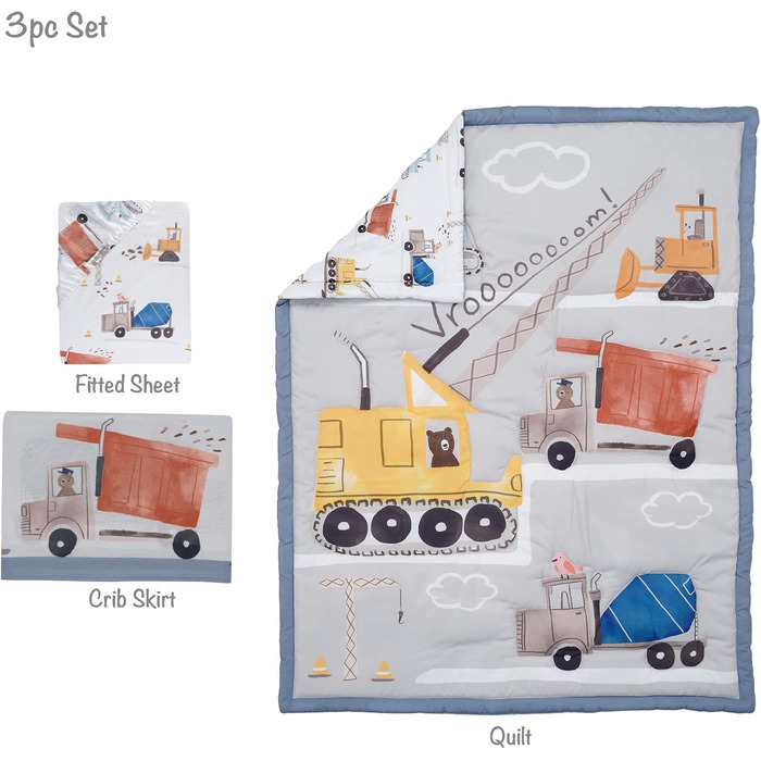 Комплект постільної білизни Bedtime Originals Construction Zone для дитячого ліжечка, 3 шт.