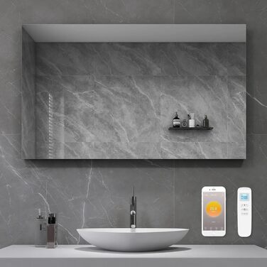 Високоякісний інфрачервоний обігрівач дзеркала зі світлодіодним освітленням, 60 x 80 см, 450 Вт, інфрачервоне дзеркало з підігрівом, вимикач увімкнення/вимкнення, розмір 60 x 80 см