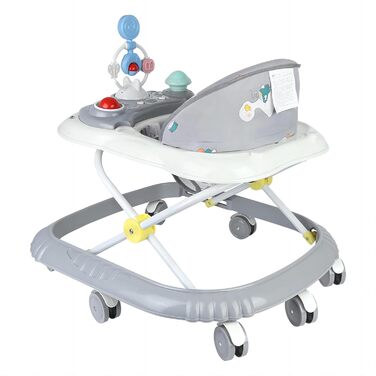Дитячі ходунки з ігровою приставкою, регульовані по висоті, зручне сидіння, для хлопчиків та дівчаток віком 6-36 місяців (сірий VII)